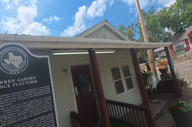 Dewarped 360 audit frame from front approach at 0:58 during the May 25, 2026 Sunken Gardens property walk.