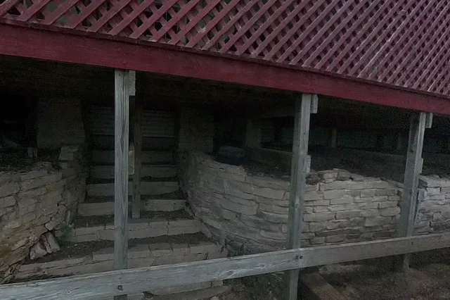 Dewarped 360 audit frame from parking boundary at 4:05 during the May 25, 2026 Sunken Gardens property walk.