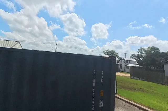 Dewarped 360 audit frame from parking boundary at 5:41 during the May 25, 2026 Sunken Gardens property walk.