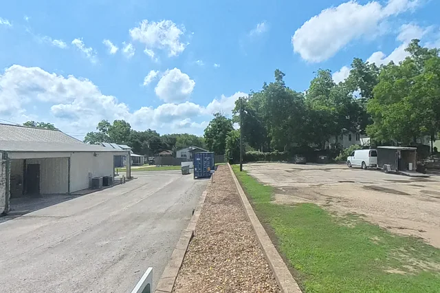Dewarped 360 audit frame from parking boundary at 6:29 during the May 25, 2026 Sunken Gardens property walk.