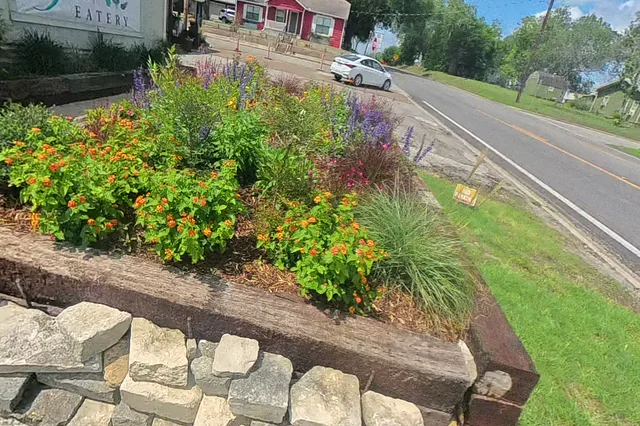Dewarped 360 audit frame from frontage horseshoe at 8:45 during the May 25, 2026 Sunken Gardens property walk.