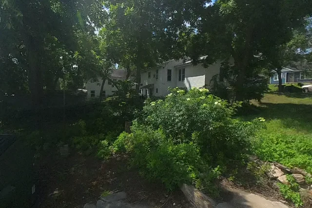 Dewarped 360 audit frame from frontage horseshoe at 11:05 during the May 25, 2026 Sunken Gardens property walk.