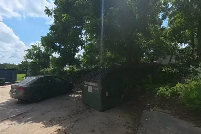 Dewarped 360 audit frame from return and shared-wall branch at 18:12 during the May 25, 2026 Sunken Gardens property walk.